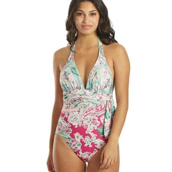 Carmen Marc Valvo Swim | Paisley Scarf Tie One Piece - Picture 1 of 4